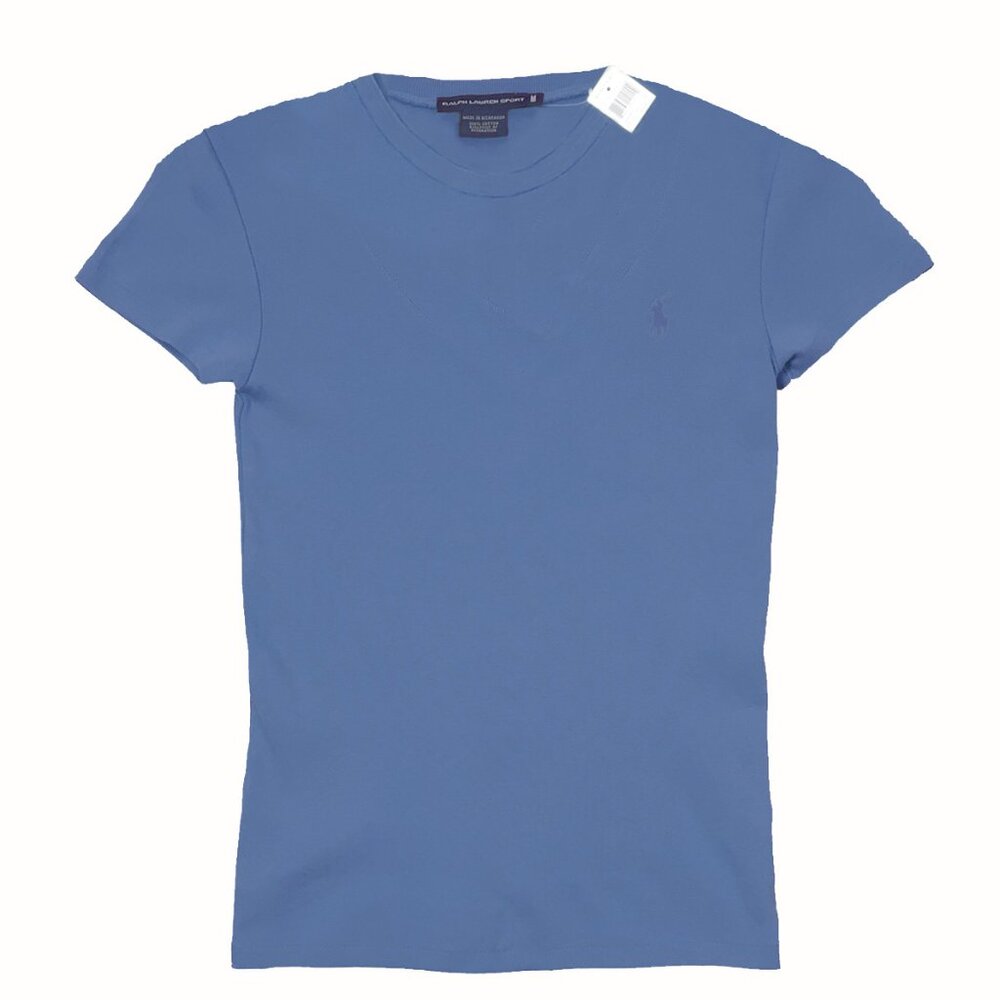 NEW Vintage Polo Ralph Lauren Short Sleeve T Shirt!  Blue With Blue Polo Player